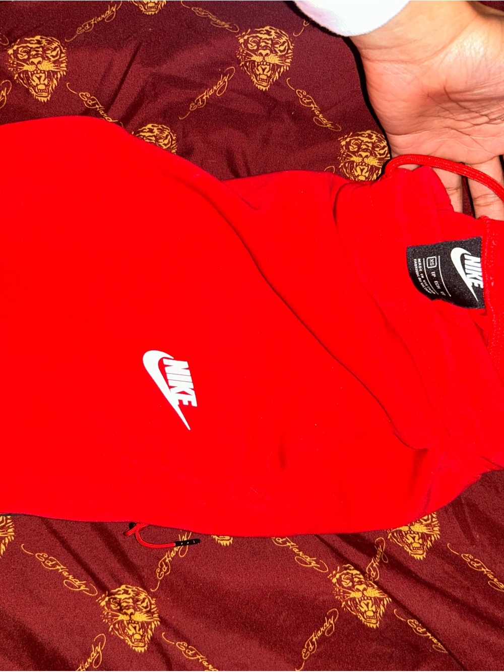 Nike Red Pullover Hoodie with White Swoosh